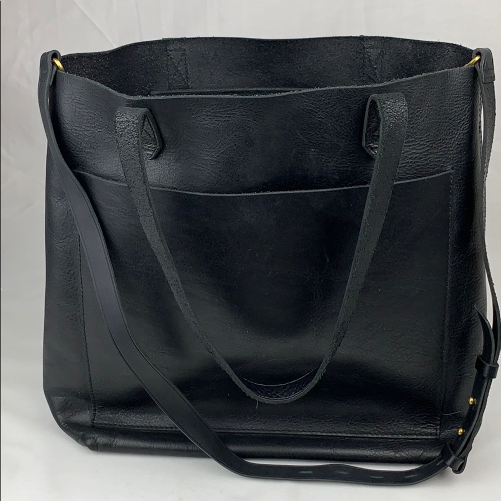 Madewell Black Leather Medium Transport Tote